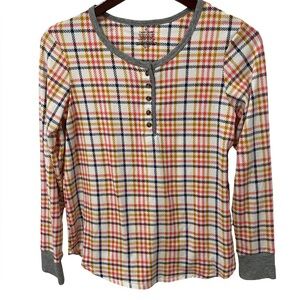 Cuddl Duds Women’s Multicolored Plaid Henley XS Pajama Top NWT